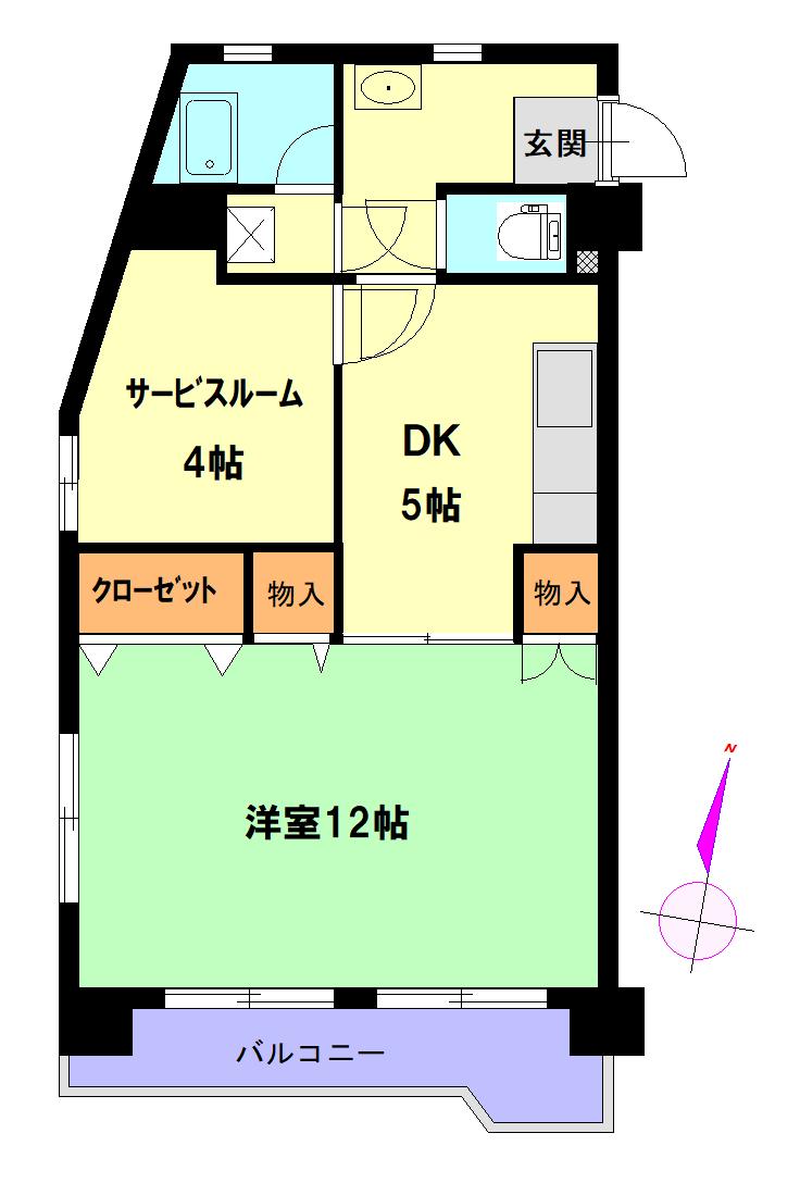 キャニオンマンション(1SDK/5階)の間取り写真