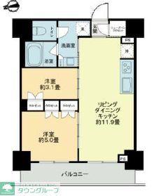 ザ・ライオンズフォーシア鶴見(2LDK/9階)の間取り写真