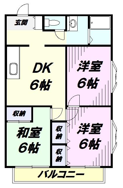 オータムヒルズ(3DK/2階)の間取り写真