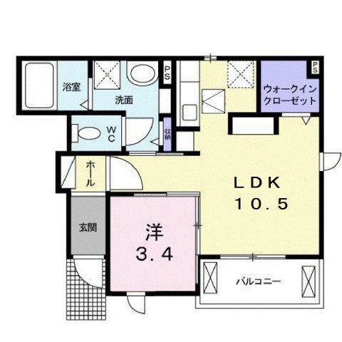 エルグラン(1LDK/1階)の間取り写真