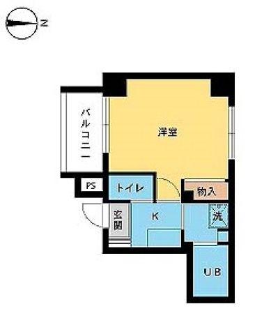 スカイコート渋谷初台(1K/6階)の間取り写真