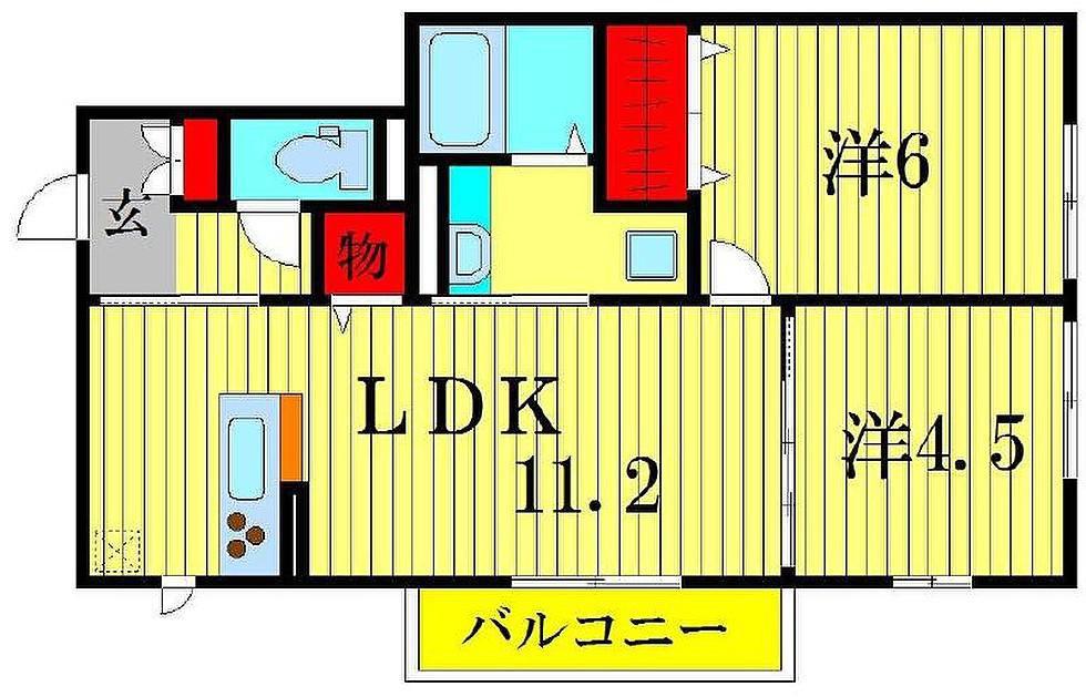 VILLETTA(2LDK/2階)の間取り写真