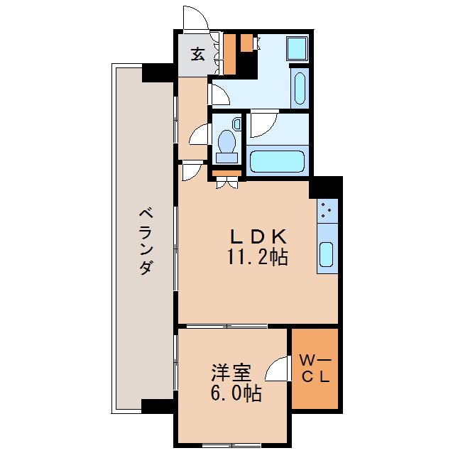 プラウドタワー名古屋伏見(1LDK/9階)の間取り写真