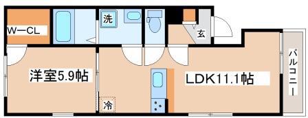 ベイコート東舞子(1LDK/1階)の間取り写真