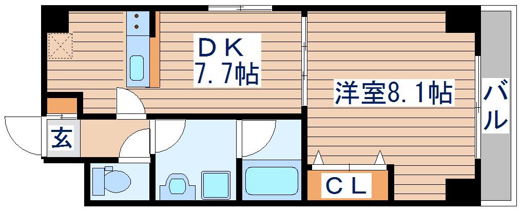 ボヌール・エスト(1DK/7階)の間取り写真