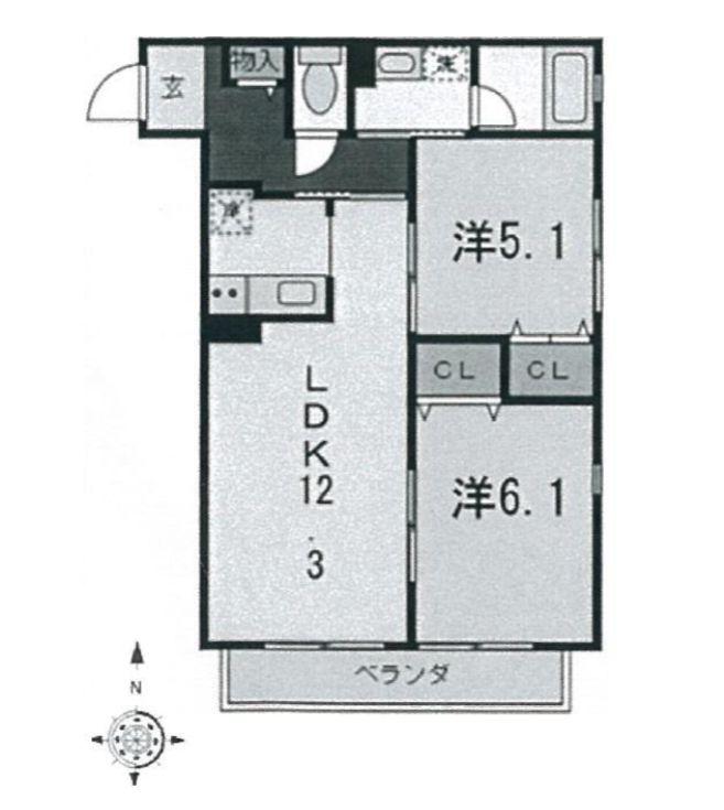 イレブン(2LDK/2階)の間取り写真
