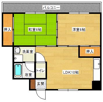 レジデンス森下(2LDK/3階)の間取り写真