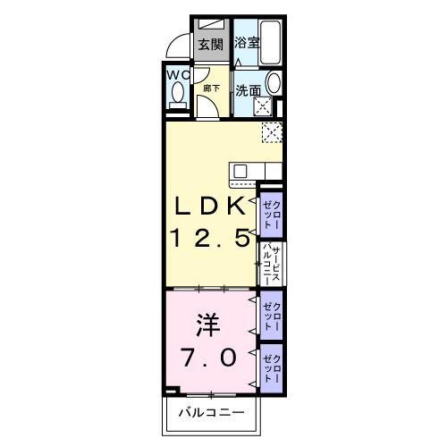 ウィズ バディーズ(1LDK/2階)の間取り写真