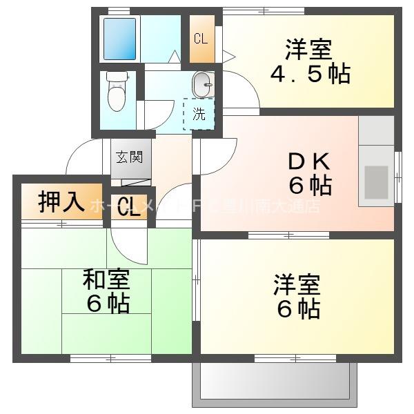 ユトリロ東脇(3DK/2階)の間取り写真