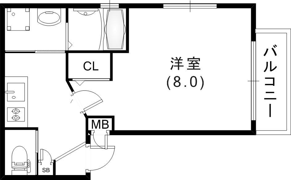 ワコーレヴィータ神戸山手CENTER(1K/2階)の間取り写真