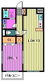 クレード(1LDK/2階)の間取り写真