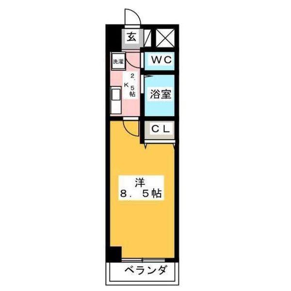 A・CITY朝日町(1K/2階)の間取り写真