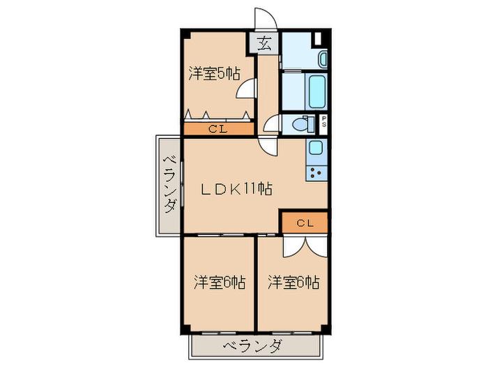 第2酒井グリーンハイツ(3LDK/5階)の間取り写真