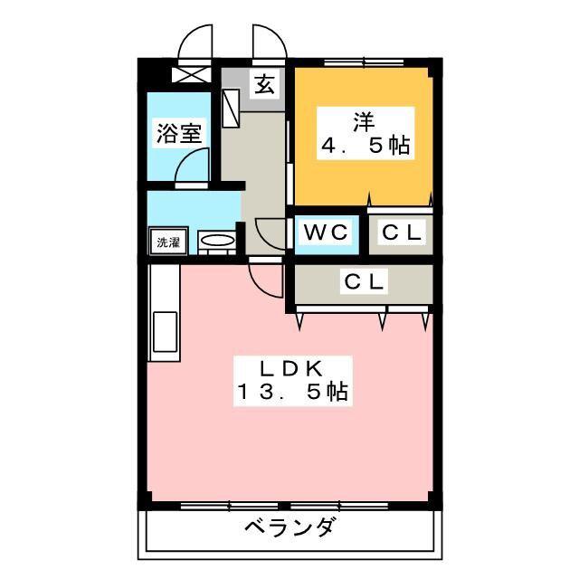 ルシエール鏡島(1LDK/1階)の間取り写真