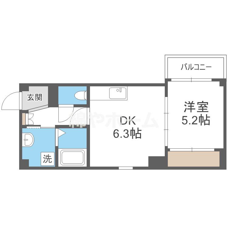 GARDENIA天王寺南(1DK/3階)の間取り写真