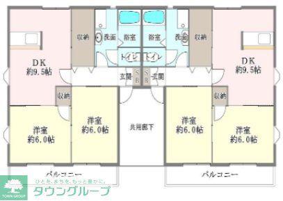 ハピネスII(2DK/1階)の間取り写真