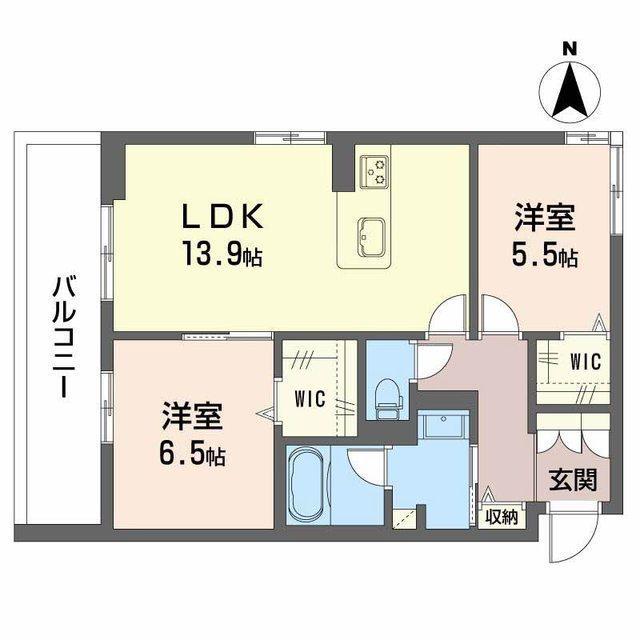 CRESTIEQ大岩本町(2LDK/2階)の間取り写真