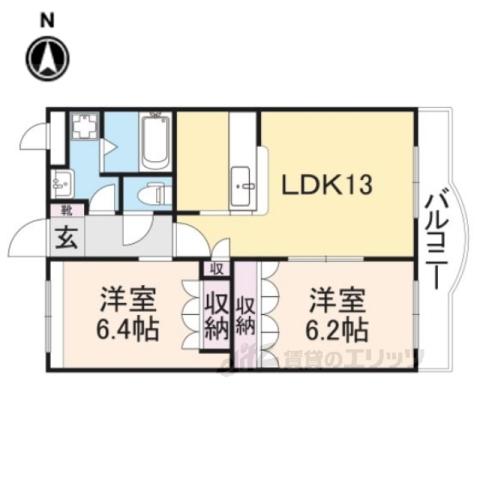 アスール(2LDK/3階)の間取り写真
