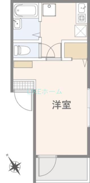 MELDIA宮本B(1K/1階)の間取り写真