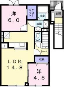 サン・ジーノ I(2LDK/2階)の間取り写真