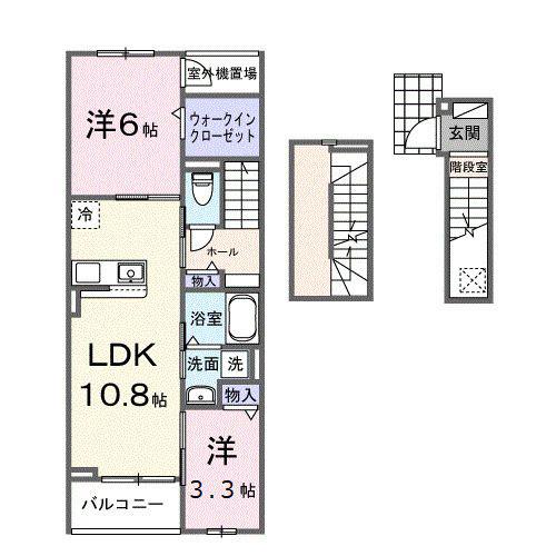 ヒカルサ清水本町(2LDK/3階)の間取り写真