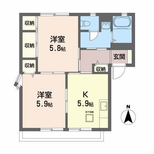 サンヒルズ菊田(2K/1階)の間取り写真