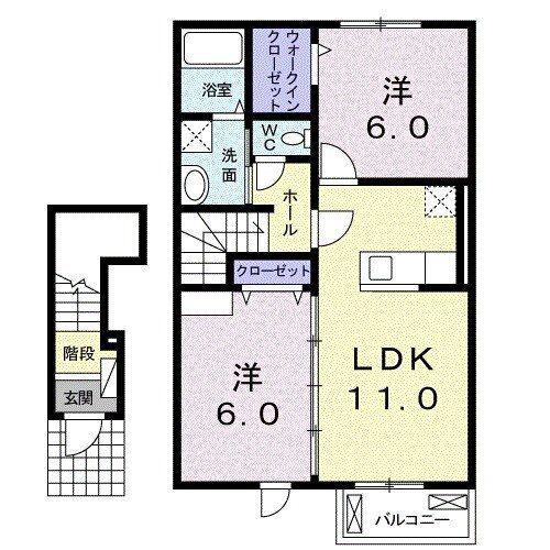 アマーレ・マナB(2LDK/2階)の間取り写真