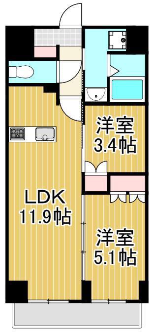 ロイジェント西新井(2LDK/2階)の間取り写真