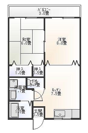 Mマンション(2DK/3階)の間取り写真