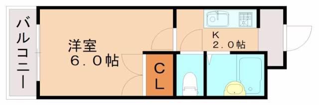 ランセル浅川(1K/1階)の間取り写真