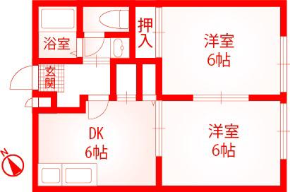 MELATI新大津(2DK/1階)の間取り写真