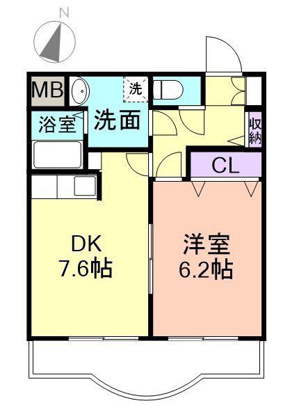 メゾン紀三井寺II(1DK/1階)の間取り写真