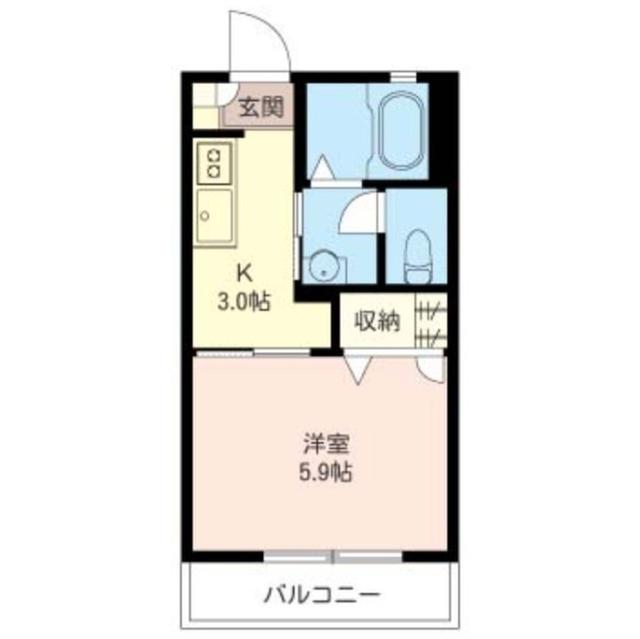 ジュネスⅡ(1K/1階)の間取り写真