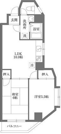 サンライズビル(2LDK/3階)の間取り写真
