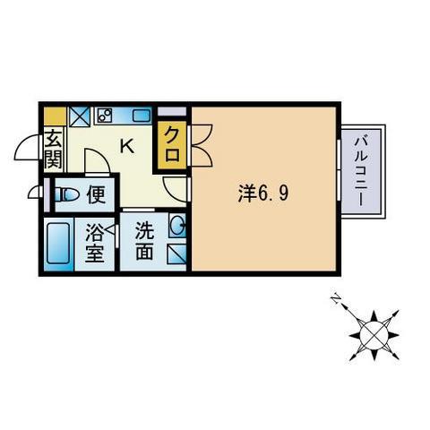 アムールとりかい(1K/2階)の間取り写真