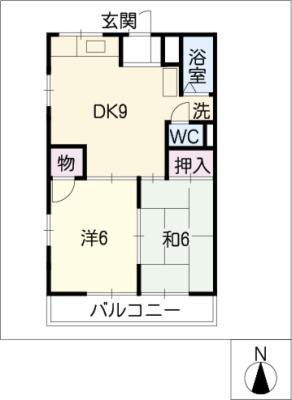 パインヒルズ瀬戸(2DK/2階)の間取り写真