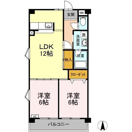 コーラル半田(2LDK/2階)の間取り写真