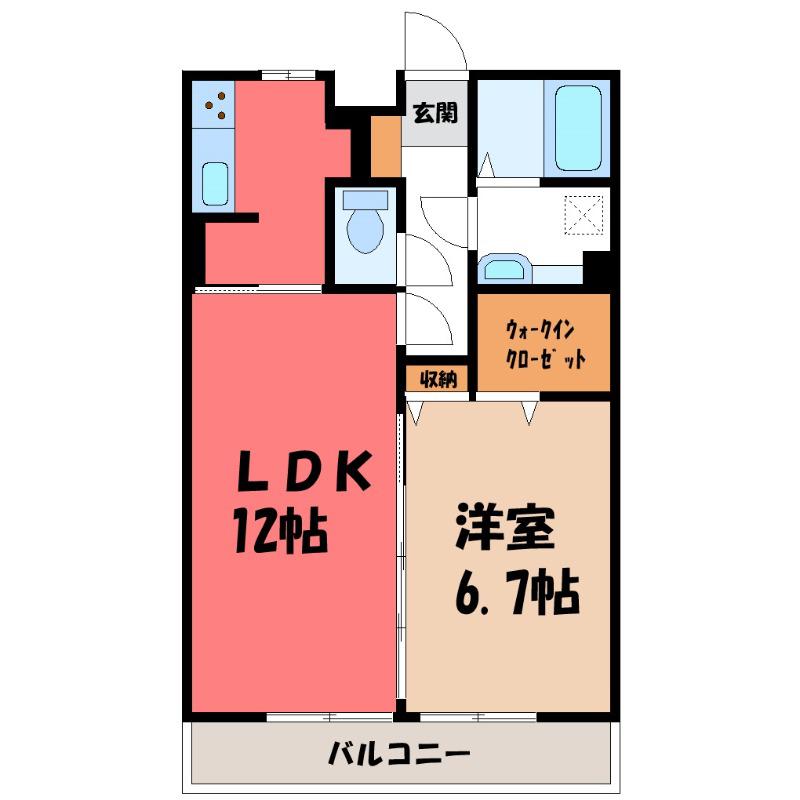 カーサ・プリメーラ(1LDK/2階)の間取り写真