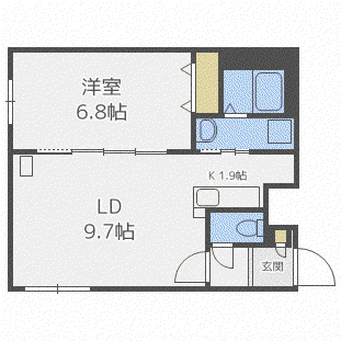 ブランブリエ中の島B棟(1LDK/5階)の間取り写真