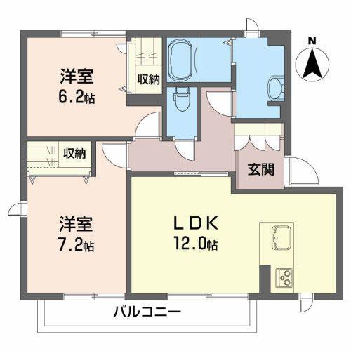 シャーメゾン MJ・B(2LDK/1階)の間取り写真