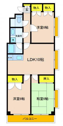 ファースト(3LDK/2階)の間取り写真