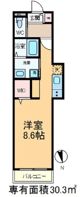 オンズボヌール(1K/2階)の間取り写真