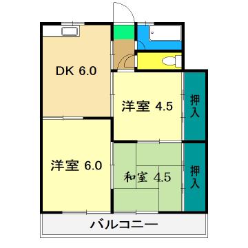 杉村マンション(3DK/3階)の間取り写真