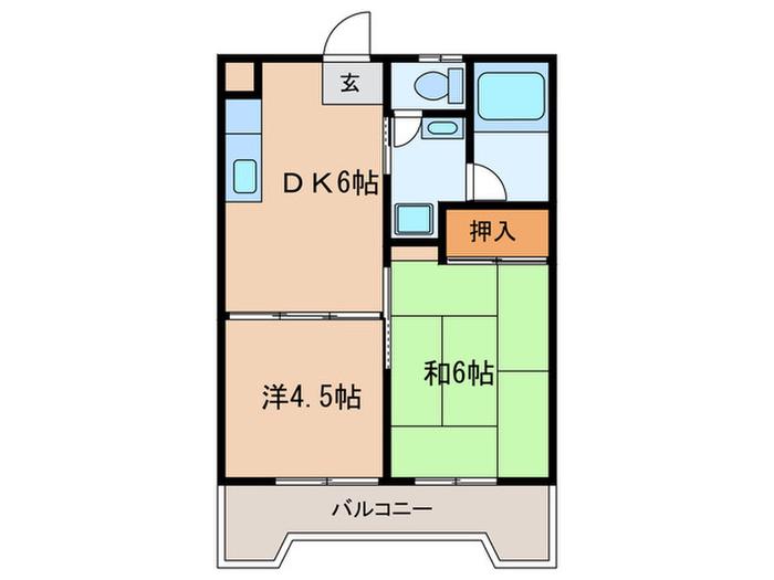 サンライズスリー(2DK/2階)の間取り写真