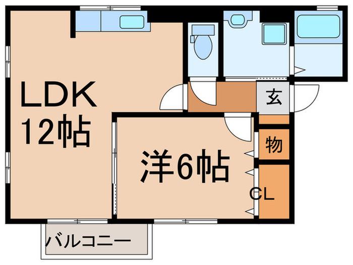 グリチネ(1LDK/2階)の間取り写真