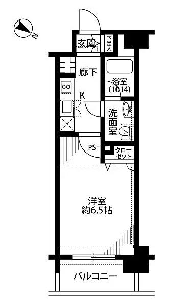 プレール・ドゥーク東京CANAL(1K/6階)の間取り写真