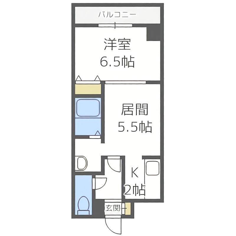フェリス平岸(1DK/2階)の間取り写真