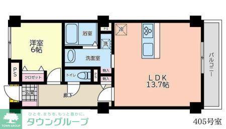 メゾンWAT(1LDK/4階)の間取り写真