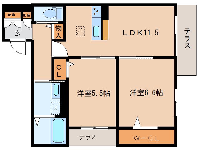 シャーメゾン ラピュタ(2LDK/1階)の間取り写真