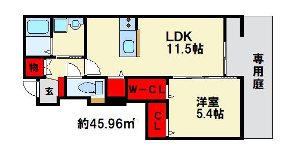 KIJIGAO2(1LDK/1階)の間取り写真